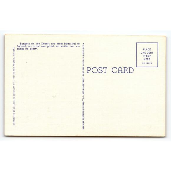 Vintage Evening on the Desert Linen Postcard by Lolliescard Specialty Co. - Picture 2 of 2